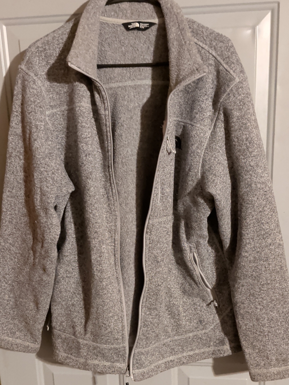 The North Face Light Heather Gray Full-Zip Fleece Jacket